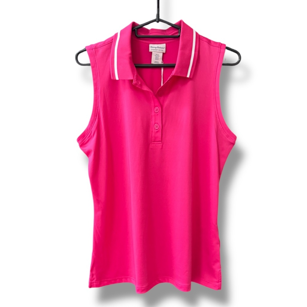Tommy Bahama Women’s Sleeveless Collared Pink Polo Top